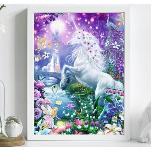 Diy 5D Diamond Painting Animal Fairy Unicorn Cross Stitch Kit Full Drill Embroidery Mosaic Art Picture of Rhinestones Decor Gift
