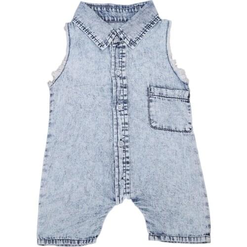 Denim Newborn Baby Boys Girls Romper Sleeveless Summer Pocket Costume Button Infant Boy Girl Jumpsuit Rompers Clothes Outfit