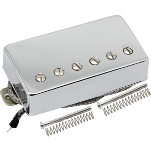 FLEOR Alnico 5 Humbucker Pickup Electric Guitar Bridge Pickup Chrome Metal Braided Cable LP Guitar Parts
