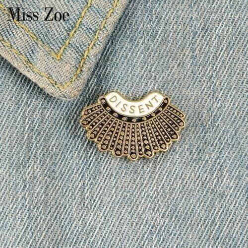 Dissent Enamel Pin Custom Black Brooches Shirt Lapel Bag Ruth Bader Ginsburg Badge Female Justice RBG Jewelry Gift