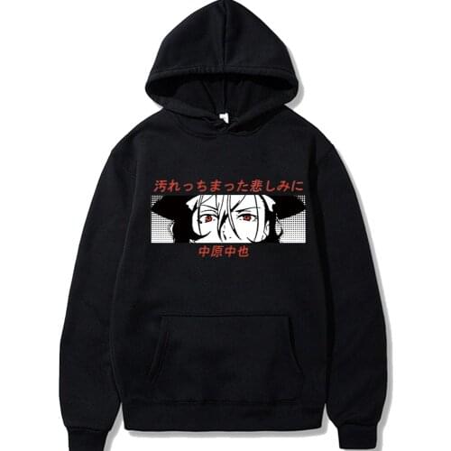 Hot Japanese Anime Bungo Stray Dogs Hoodies Men Funny Nakahara Chuuya Graphic Streetwear Unisex Sweatshirts Male