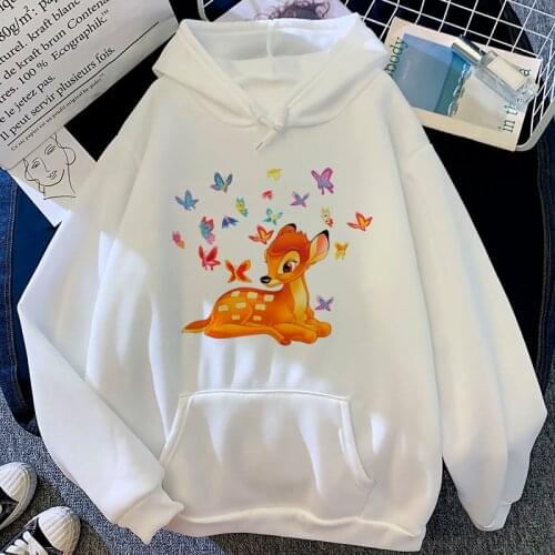 Kawaii Disney Bambi Anime Funny Cartoon Harajuku Hoodies Women Cute Manga Vintage Sweatshirt Korean Style Graphic Hoody Female