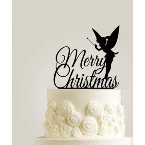New Year Party Christmas Party Decartion Marry Christmas Cake Topper for Cake Decorating Acrylic Black free shipping