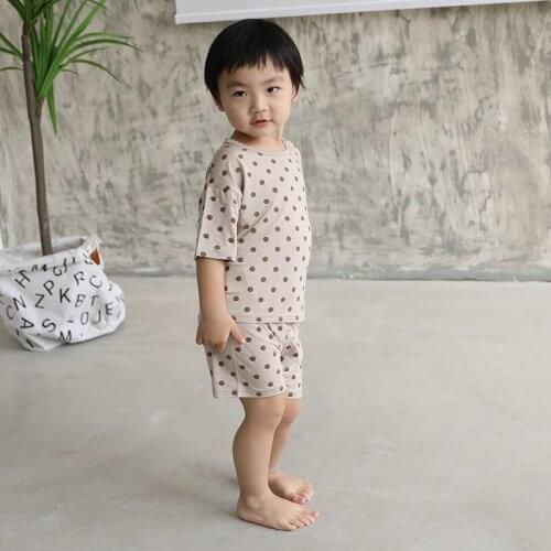 Infant Boy Girls Baby Clothes Sets Dot Pattern Cotton Spring Summer Newborn T Shirt + Pant Baby Pajamas Sets Kids Clothing