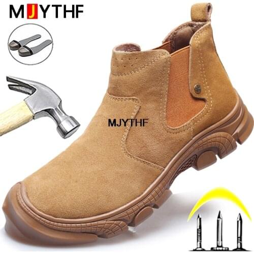 Male Cowhide Leather Indestructible Shoes Anti-smash And Anti-puncture Safety Shoes Men Work Sneakers Anti-scald Welding Shoes