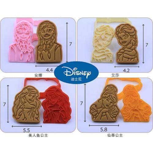 Disney Frozen Princess Cookies Cutter 3D Pressing Baking Accessories Bakery Tools Kitchen Supplies Halloween Christmas Party