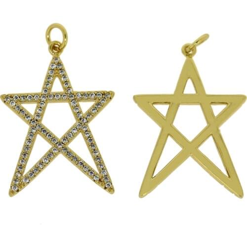 Star Sun Pendant Charms for Earrings Necklace Making Supplies Accessories Gold Polaris Diy Jewelry Charms Metal Copper CZ Zircon
