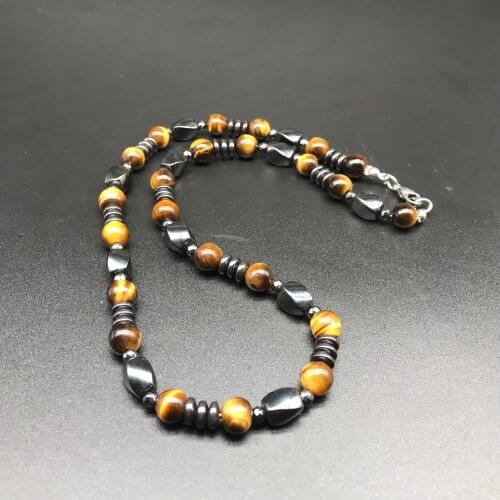 Fashion tiger eye lapis lazuli beaded necklace men dream yoga natural stone necklace ladies new design handmade gifts