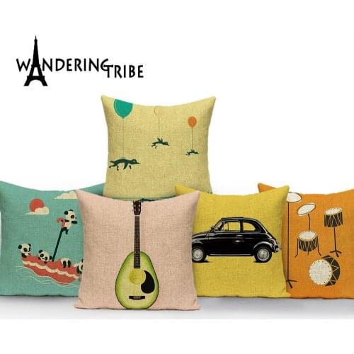 Cartoon Plant Pillow Colorful Yellow Cushions Custom Decorative Cover cushion Letter Cushion cover Linen Home Decor Cushions