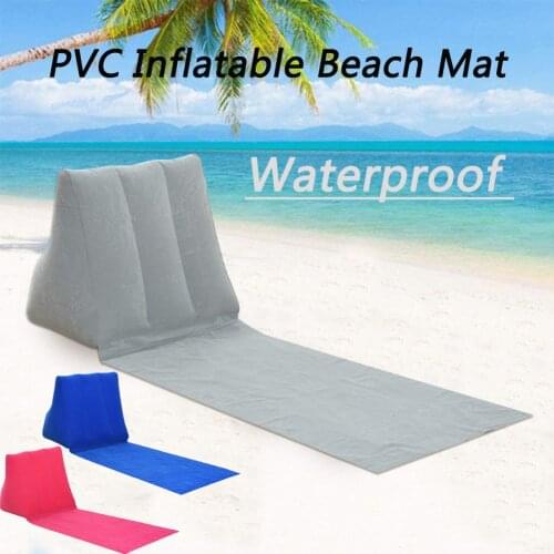PVC Inflatable Beach Mat Camping Lounger Waterproof Back Pillow Triangle Cushion Chair Seat Air Bed OutdoorTravel Accessories