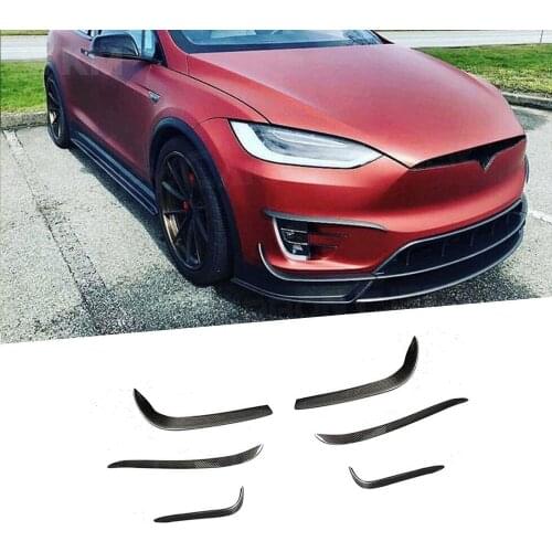 Carbon Fiber Car Trunk Bumper Canards Air Vent Trim Stripes Cover Stickers Splitters For Tesla Model X 2016-2018 Car Styling