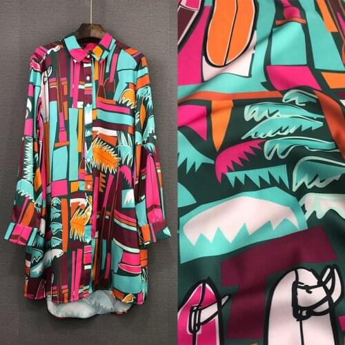 New contrast color advanced digital printing fabric spring and summer hot clothing handmade DIY fashion dress fabric elastic