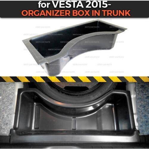 Organizer in the compartment of wheel in trunk for Lada Vesta 2015- plastic ABS protection cover car styling accessories guard