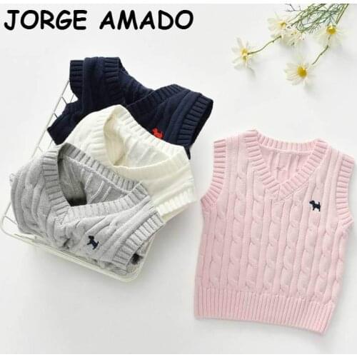 2020 Autumn Kids Vest Toddler Girl Boy Sweater Knitting Fashion V-Neck Sweater Kids Coat Toddler Clothes WL004
