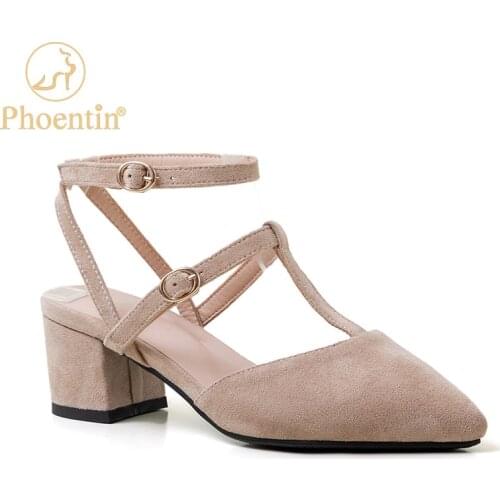 Phoentin narrow bands luxury womens shoes apricot pointed toe dance shoes for women velvet female pumps med heels 5cm FT907