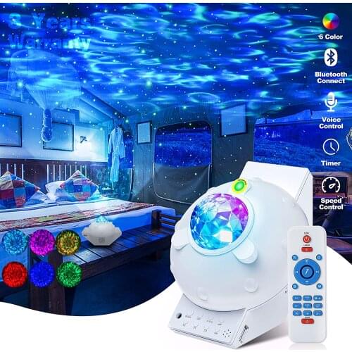 Smart Starry Projector Galaxy Night Light Ocean Wave Music Speaker Nebula Cloud Ceiling Lamp for Decoration Birthday Gift Party