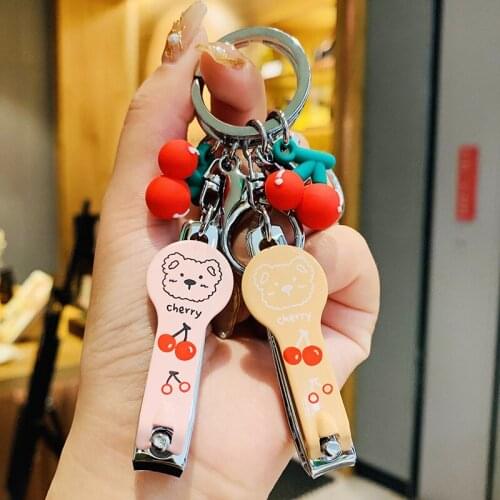 Cartoon Animal Bear Cherry Plant Keychain Cute Kids Gifts Key Chain Computer Nail Clipper Key Chain Bag Pendant Trinket D762