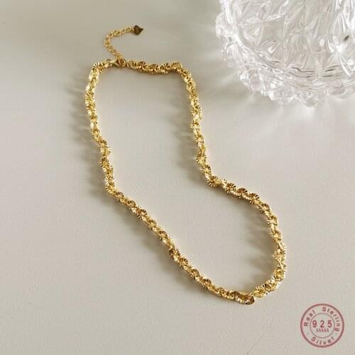 925 Sterling Silver European Simple Chain Necklace Women Punk Hip Hop Locomotive Party Super Cool 14k Gold Jewelry Gift