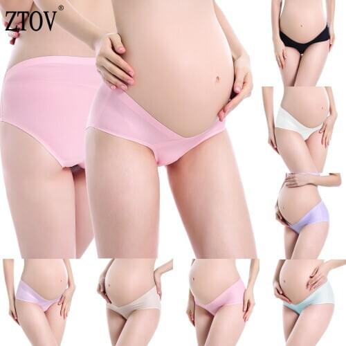 1 Pcs Ice Silk Maternity Underwear V-shaped Panties Belly Support Panty Seamless Pregnancy Clothes Maternity Intimates Panties