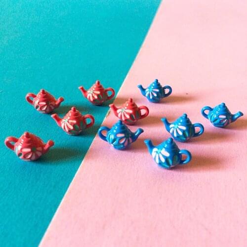 Blue red kettle cup/miniature food dinnerware/lovely cute/fairy garden gnome/moss terrarium decor/bonsai/doll house/diy supplies