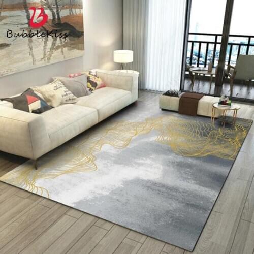 Bubble Kiss Carpets For Living Room Abstract Golden Line Decor Rug Nordic Style Light Luxury Carpet Home Bedroom Slip Floor Mat
