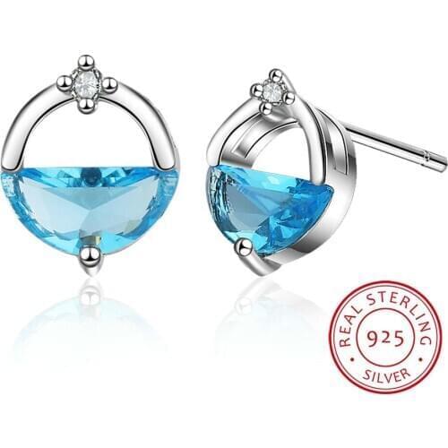 925 Sterling Silver Earrings Zirconia Water Spring Stud Earrings For Women Small Ear Jewelry S-E890