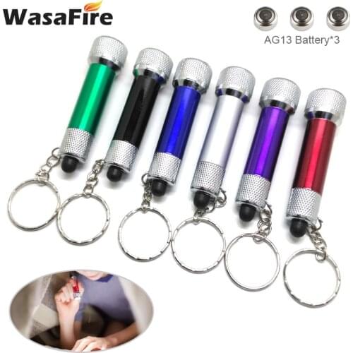 2021 WasaFire 5 LED Mini Keychain Flashlight Torch Portable Pocket Lantern Built-in Button Battery Camping Waterproof Work Lamp