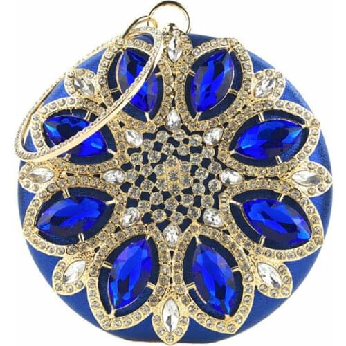 2020 diamond round shaped evening bags bling sunflowers wedding dinner bags mini clutch wallets with chain dinner bags MN1450