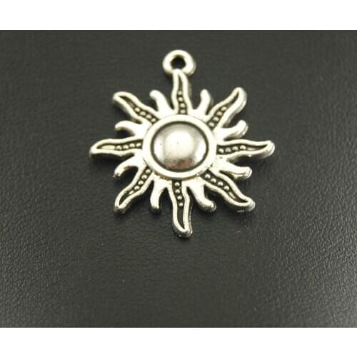 30 pcs Silver Color Sun Charm Pendant DIY Metal Bracelet Necklace Jewelry Findings A867