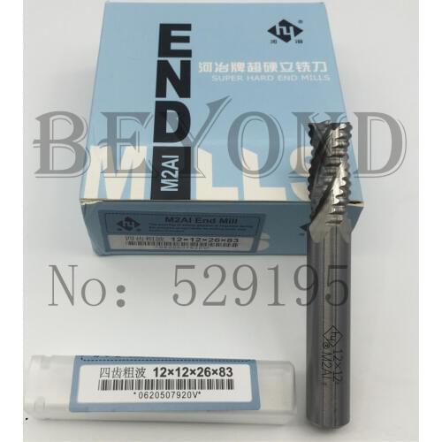 4F-12*12*26*83, 10pcs Wave edge rough leather cutter four flute HSS high speed steel original factory use for CNC machine