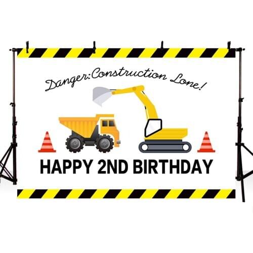 Avezano Customized Birthday Party Photography Backdrops Construction Excavator Truck Boy Background Photo Studio Photozone Decor