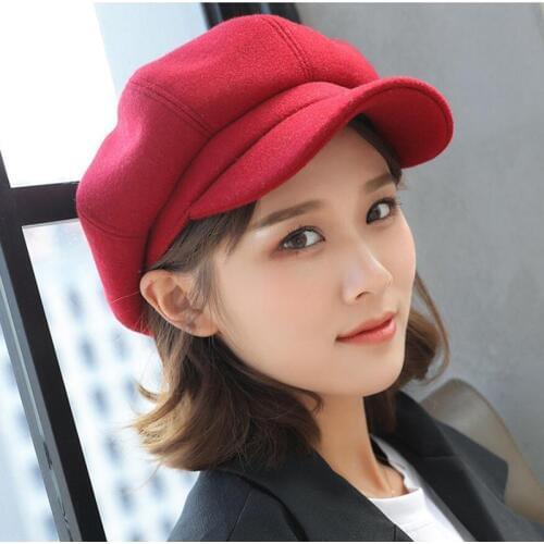 Newsboy Painter Autumn women beret hat British style retro solid color octagonal caps female thick warm winter hats visor cap
