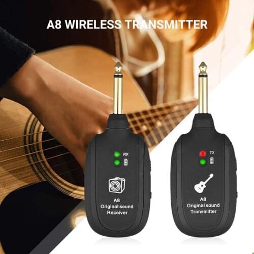 Guitar Wireless System Transmitter Receiver for Electric Guitar Bass 4 Channels Digital Guitar Transmitter Built-in Rechargeable