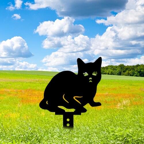 Black Cat Art Statues Silhouette Garden Courtyards Backyards Lawn Stakes Art