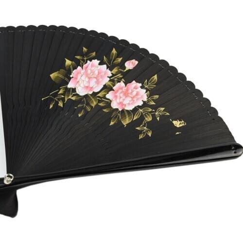 Chinese style black cheongsam ancient style dance all bamboo fans Japanese style and wind bamboo folding fan group fan folding