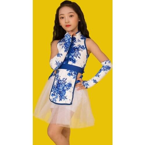 Chinese Style ChildrenS Hip Hop Dance Costumes Catwalk Stage Costumes Girls' Jazz Dance Costumes Performance Clothes DQS7018