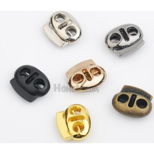 DIY 30pcs/lot oval metal alloy stoppers toggle cord locks Drawstring two hole nickle/Black/gold/bronze for 4mm bungee STP-007