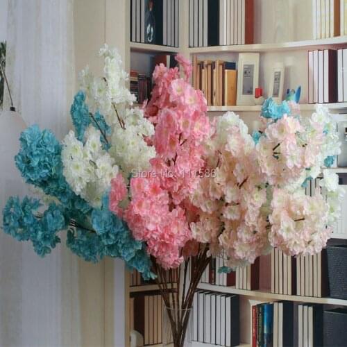Artificial flower Cherry blossom (100cm) dense 2017 NEW!! (20pcs/lot) Home/wedding Decoration flowers 4 Colors Available