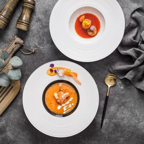 Nordic Ceramic Straw Hat Western Plate Hotel Restaurant 11.4 Inch Kitchen Tableware French Pasta Soup Noodle Dessert Deep Dish