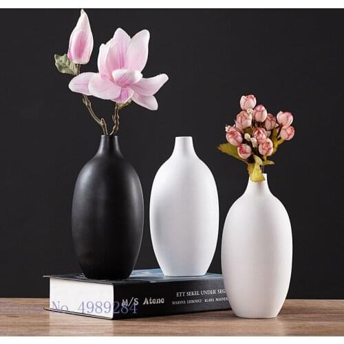 Ceramic Vase Matte Uncoated Black and White Handmade Flower Vase Ceramic Crafts Flower Arrangement Hydroponics Accessories