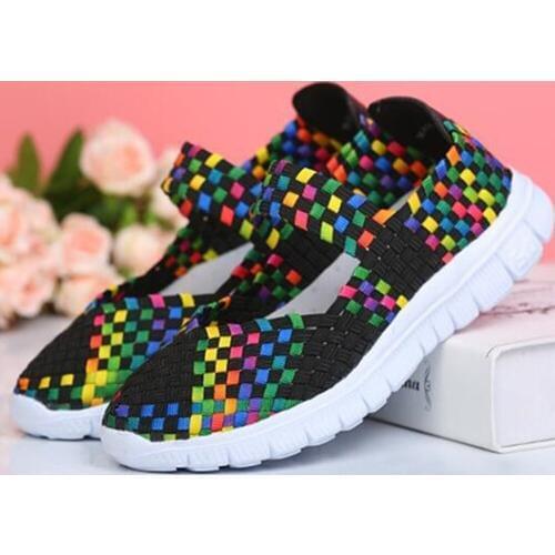 Women Weaving Sport Shoes Casual Breathable Light Summer Sneakers Comfortable Antislip Running Athletic Ladies Walking Shoes
