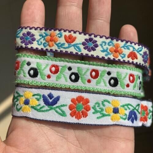 ZERZEEMOOY 3/4 INCH 16mm 20mm 5yard/pack Ear Vintage Colored Flowers Manual Jacquard Ribbon Lace MJZD19120310