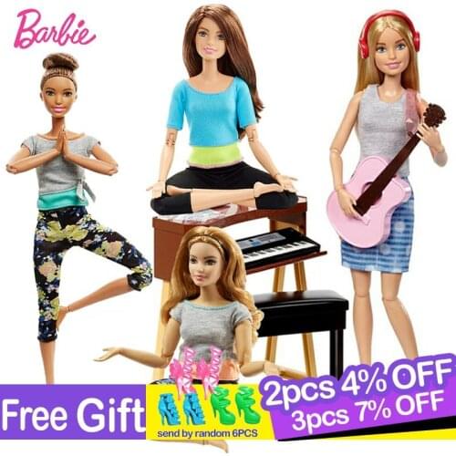 5 Styles Original Barbie Joint Movement Doll Gymnastics Yoga Dancer Soccer Player Barbie Doll Children Educational Toy Girl Gift
