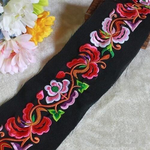 Miao embroidery stitch crochet fabric lace trim 9cm dress collar ribbon tape webbing ethnic tribe nepal thai india boho floral