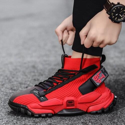Men Running Shoes High Ankle Breathable Sneakers Boots Ourdoor Sports Autumn Comfortable Walking Streetwear Casual Trainers Male