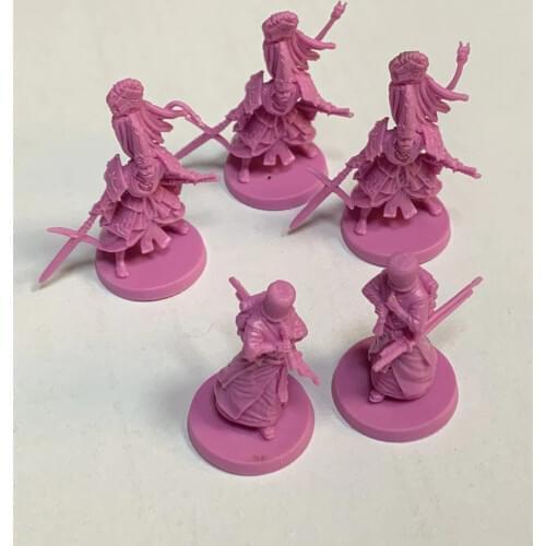 Lot 5PCS Pink Warriors Samurai Lord Spearmanclan Daimyo Rising Sun Board Game Role-Playing Figures Collectible