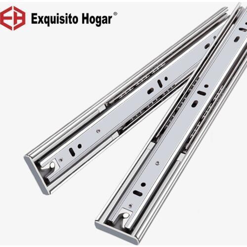 Stainless Steel Drawer Rail Three Section Buffer Damping Slide Rail 3 Track Mute Guide Slipway Cabinet Thickening Slideway