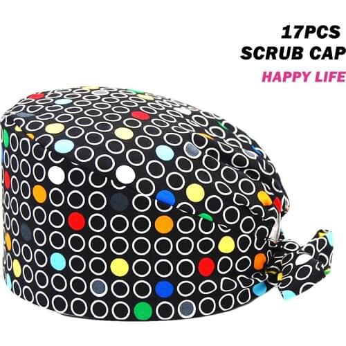 New Unisex Scrub Cap Anime Printing Cotton Nursing Hats gorros quirurgicos mujer Pet Shop Chef Working Hat Scrubs Caps Wholesale