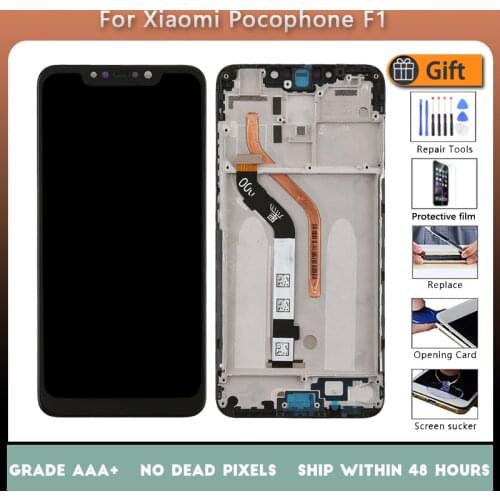 For Xiaomi Pocophone F1 Original LCD screen assembly with front case Black With repair tool and Tempered film