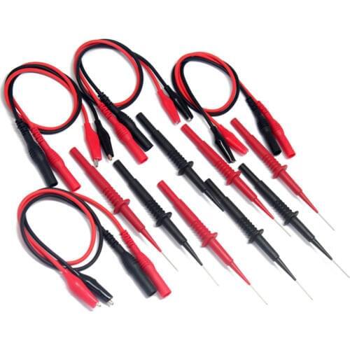 AideTek sharp hard stainless steel needle test leads for multimeter 600V 1A 4mm alligator clip 40mm length 4P1040SET